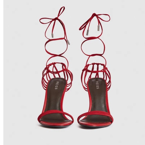 NWOB Reiss Zhane Strappy Ankle Tie in red - Picture 3 of 12